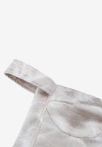 Top corsé en jacquard de chenilla con brillo y mangas caídas | MWM [PS_COLORS:IVORY]