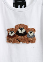 Top de mujer TEDDY ajustado de tirantes con parche Teddy de peluche en el frontal | MWM [PS_COLORS:WHITE]