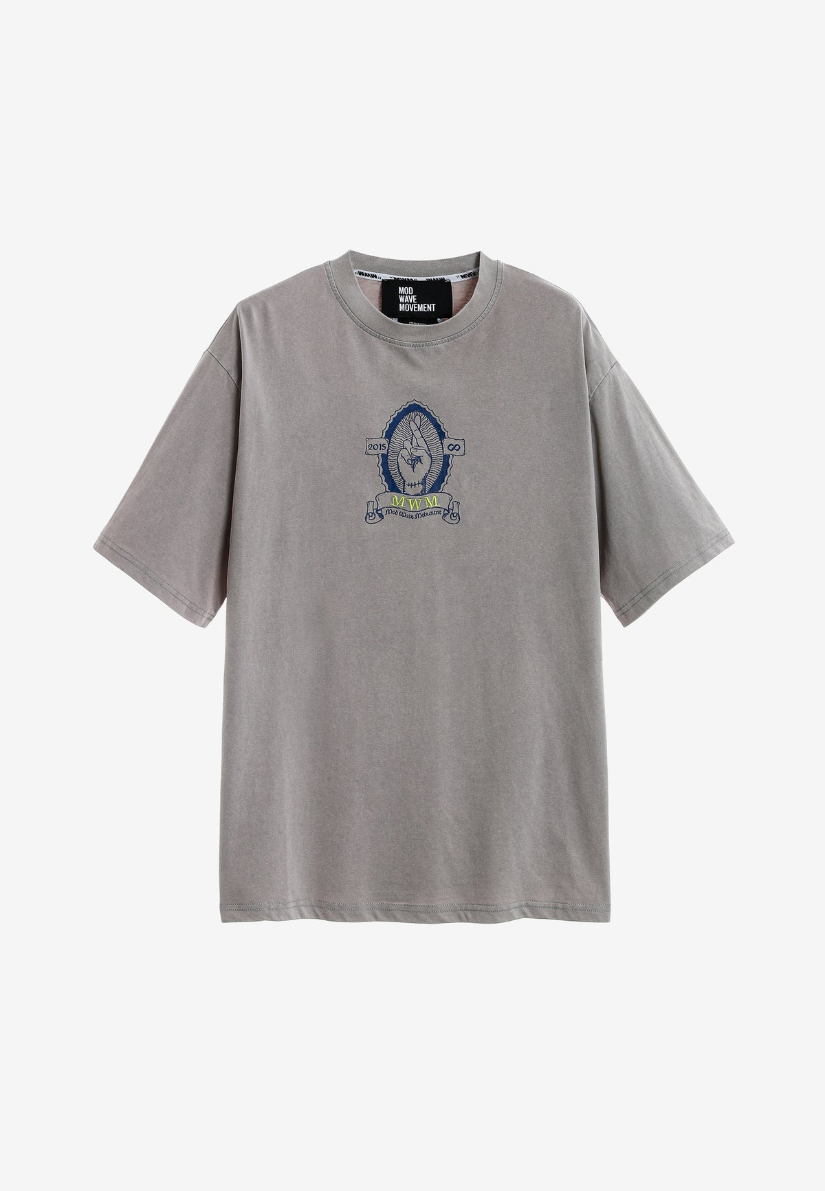 Camiseta de corte regular lavada con logo infinito y cruz bordada | MWM [PS_COLORS:GREY]