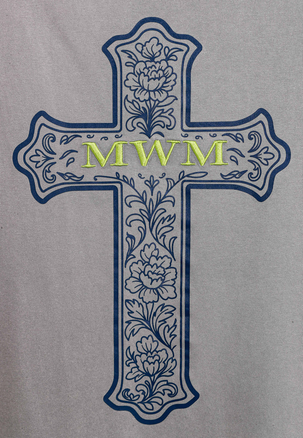 Camiseta de corte regular lavada con logo infinito y cruz bordada | MWM [PS_COLORS:GREY]