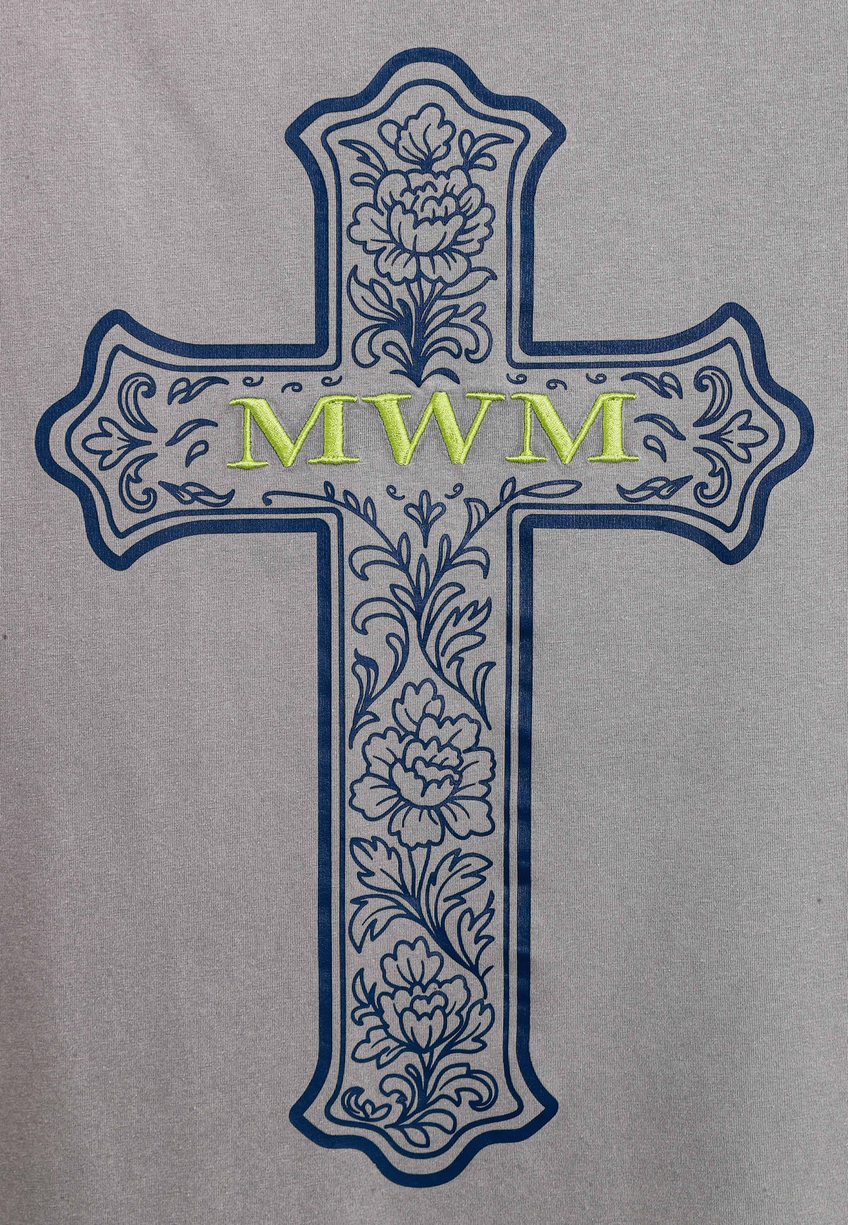 Camiseta de corte regular lavada con logo infinito y cruz bordada | MWM [PS_COLORS:GREY]