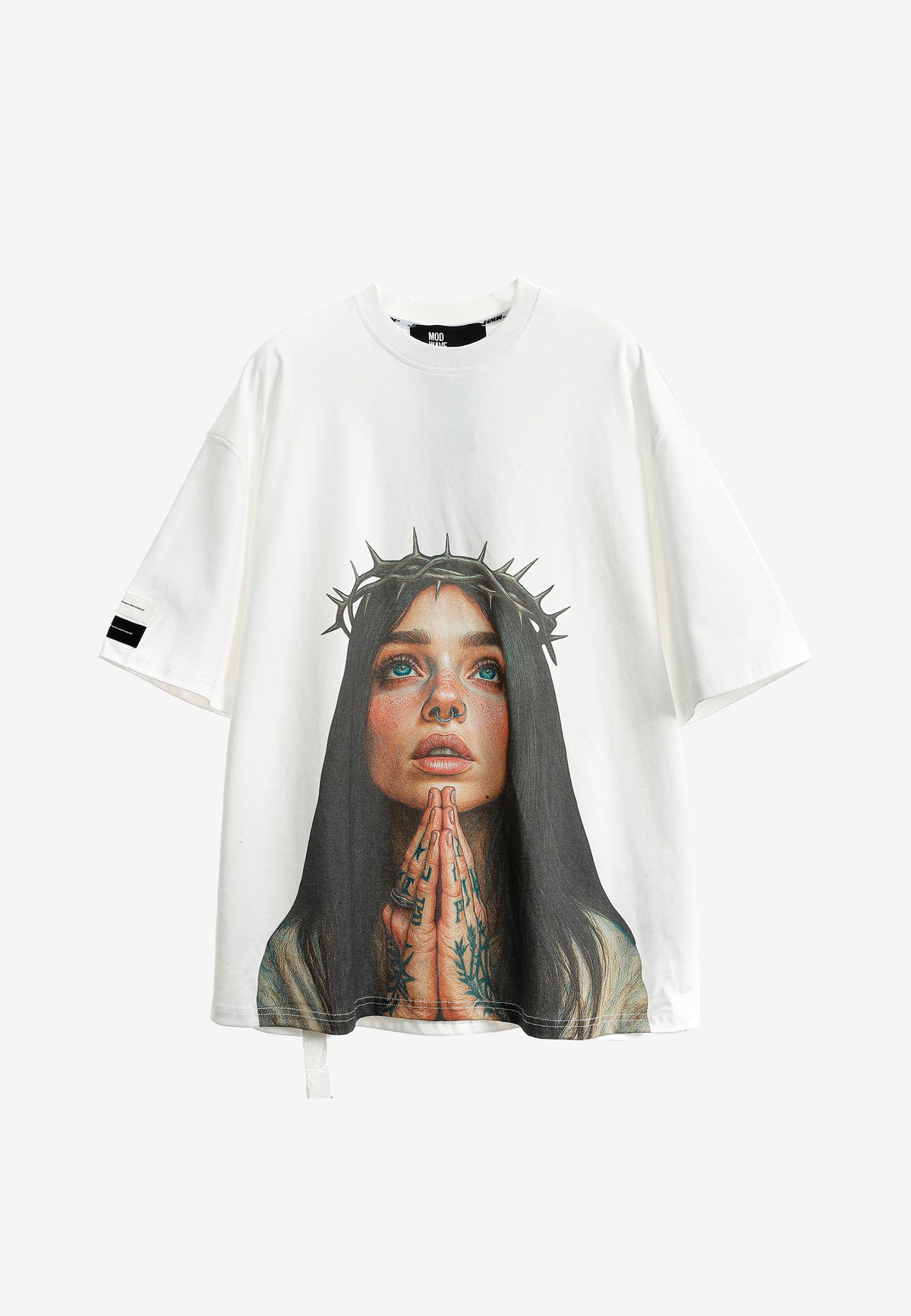 Camiseta Faces de algodón mercerizado con print de gran formato | MWM [PS_COLORS:WHITE]