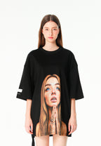 Camiseta Faces de algodón mercerizado con print de gran formato | MWM [PS_COLORS:BLACK]