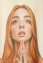 Camiseta Faces de algodón mercerizado con print de gran formato | MWM [PS_COLORS:ECRU]