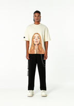 Camiseta Faces de algodón mercerizado con print de gran formato | MWM [PS_COLORS:ECRU]