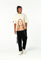 Camiseta Faces de algodón mercerizado con print de gran formato | MWM [PS_COLORS:ECRU]