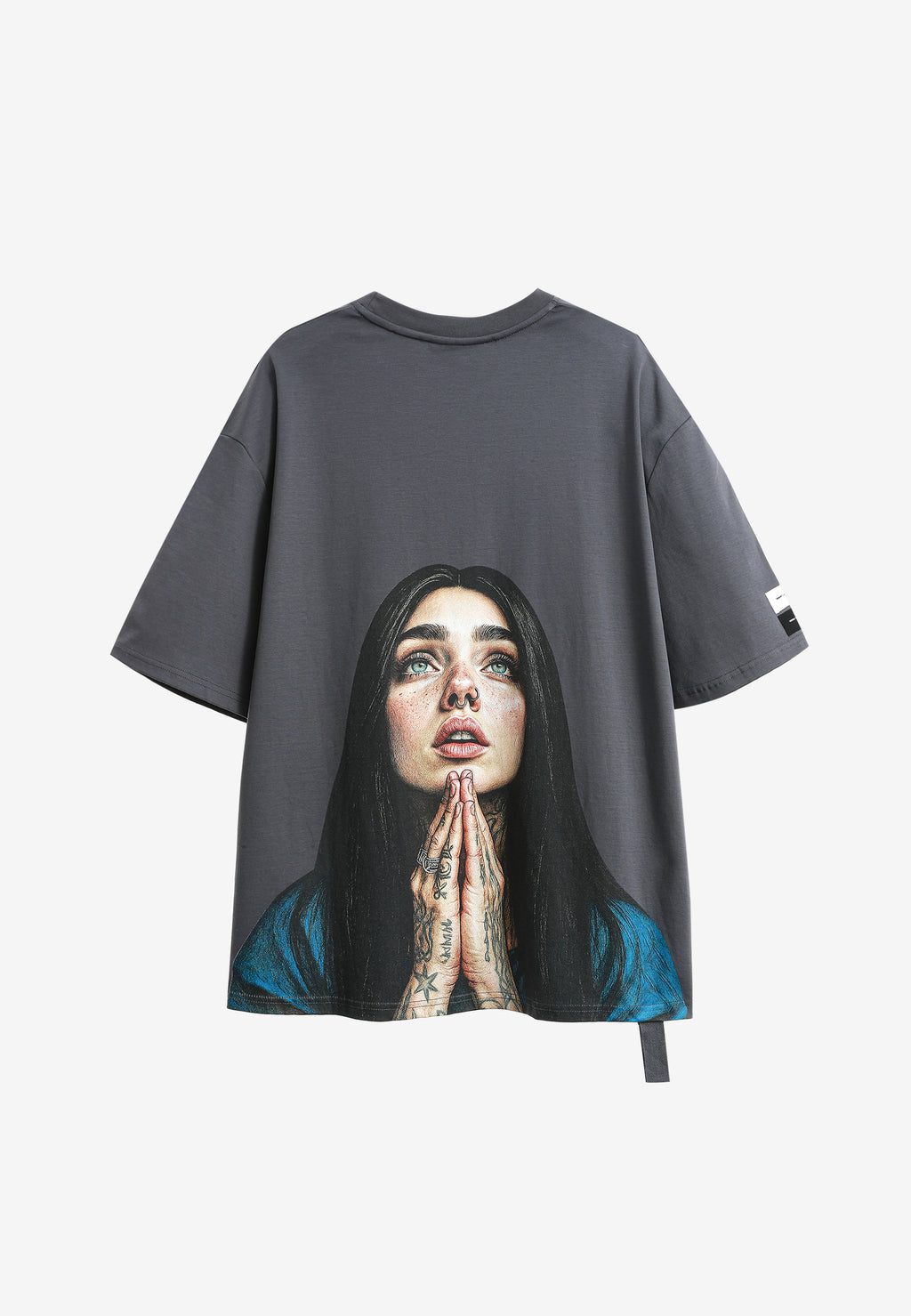 Camiseta Faces de algodón mercerizado con print de gran formato | MWM [PS_COLORS:GREY]