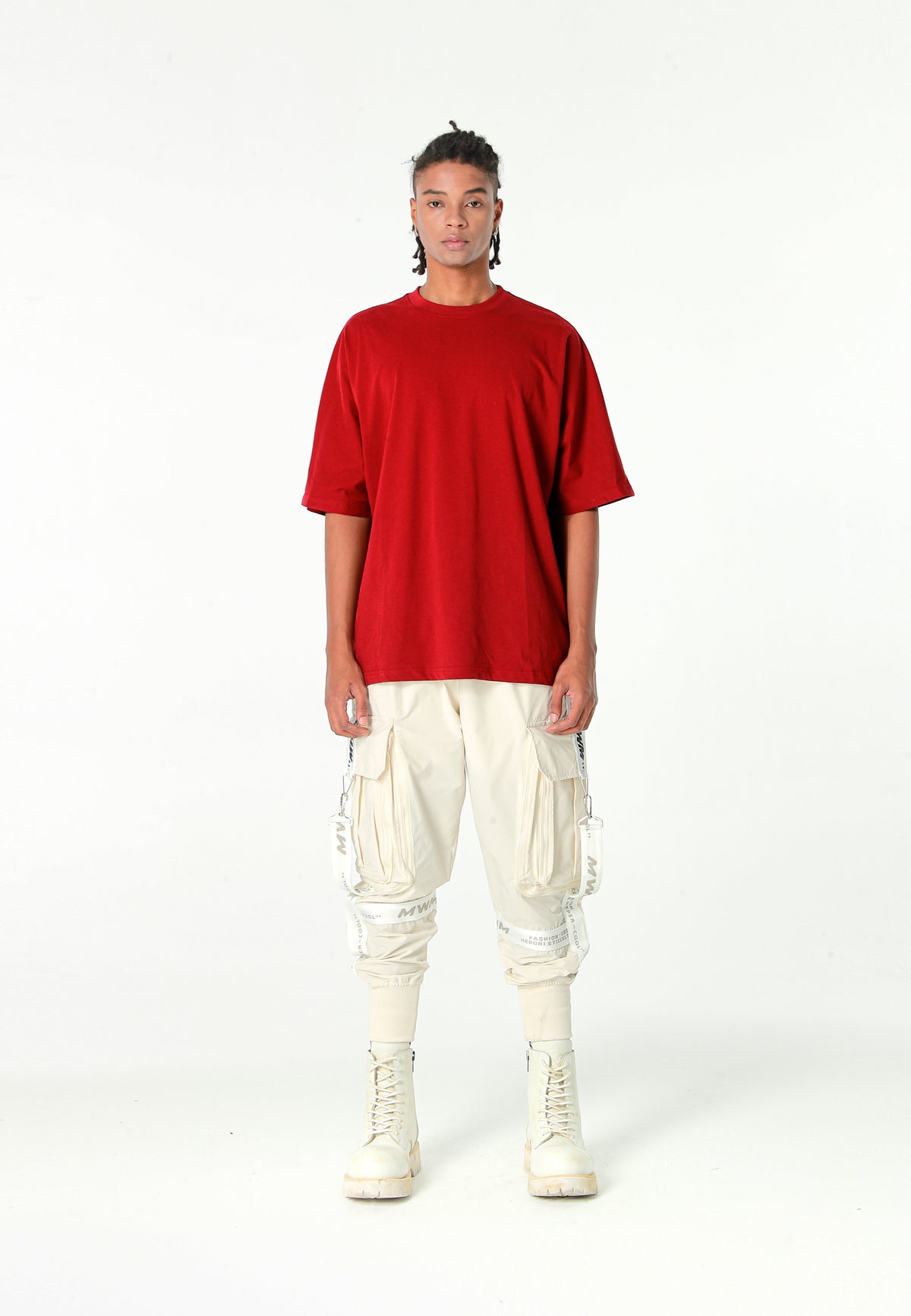 Camiseta oversize Iconic Logo con bordado Mod Wave Movement en hombros y espalda | MWM [PS_COLORS:BURGUNDY]