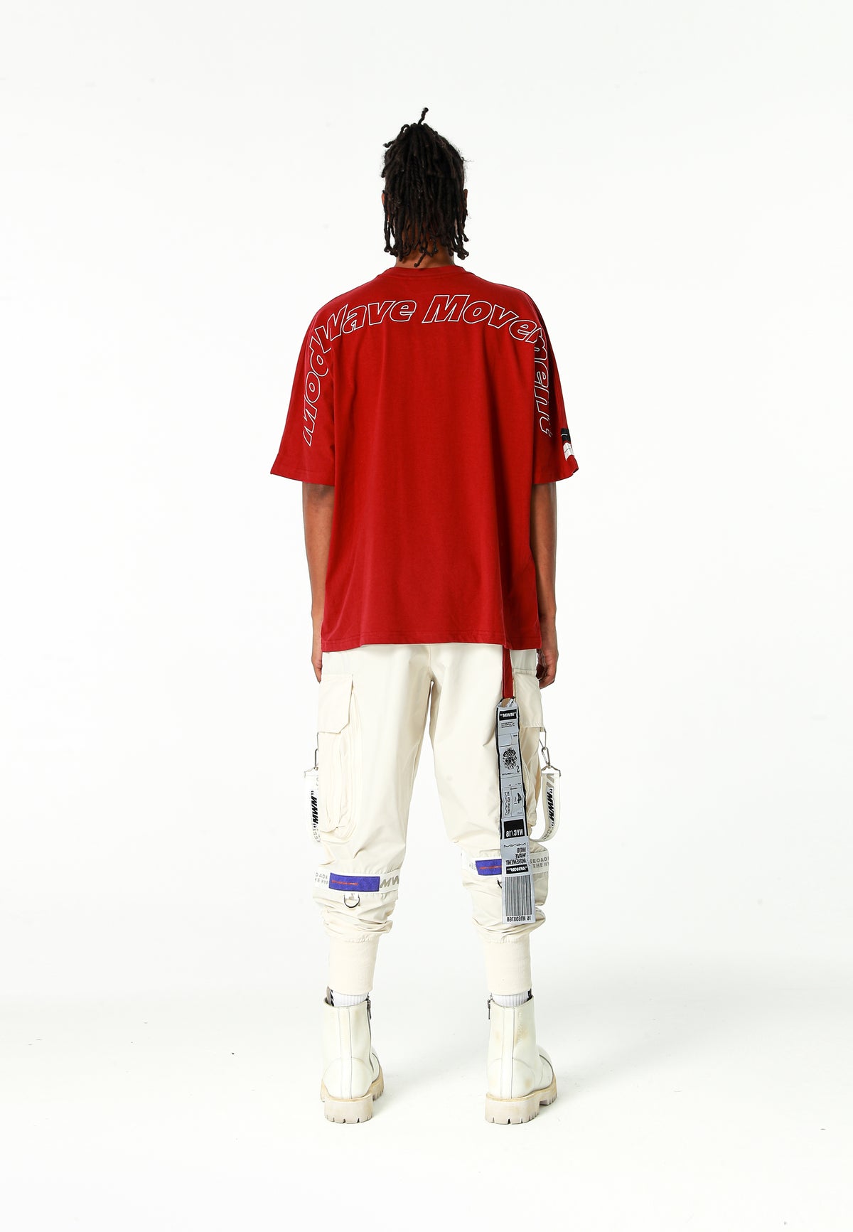 Camiseta oversize Iconic Logo con bordado Mod Wave Movement en hombros y espalda | MWM [PS_COLORS:BURGUNDY]