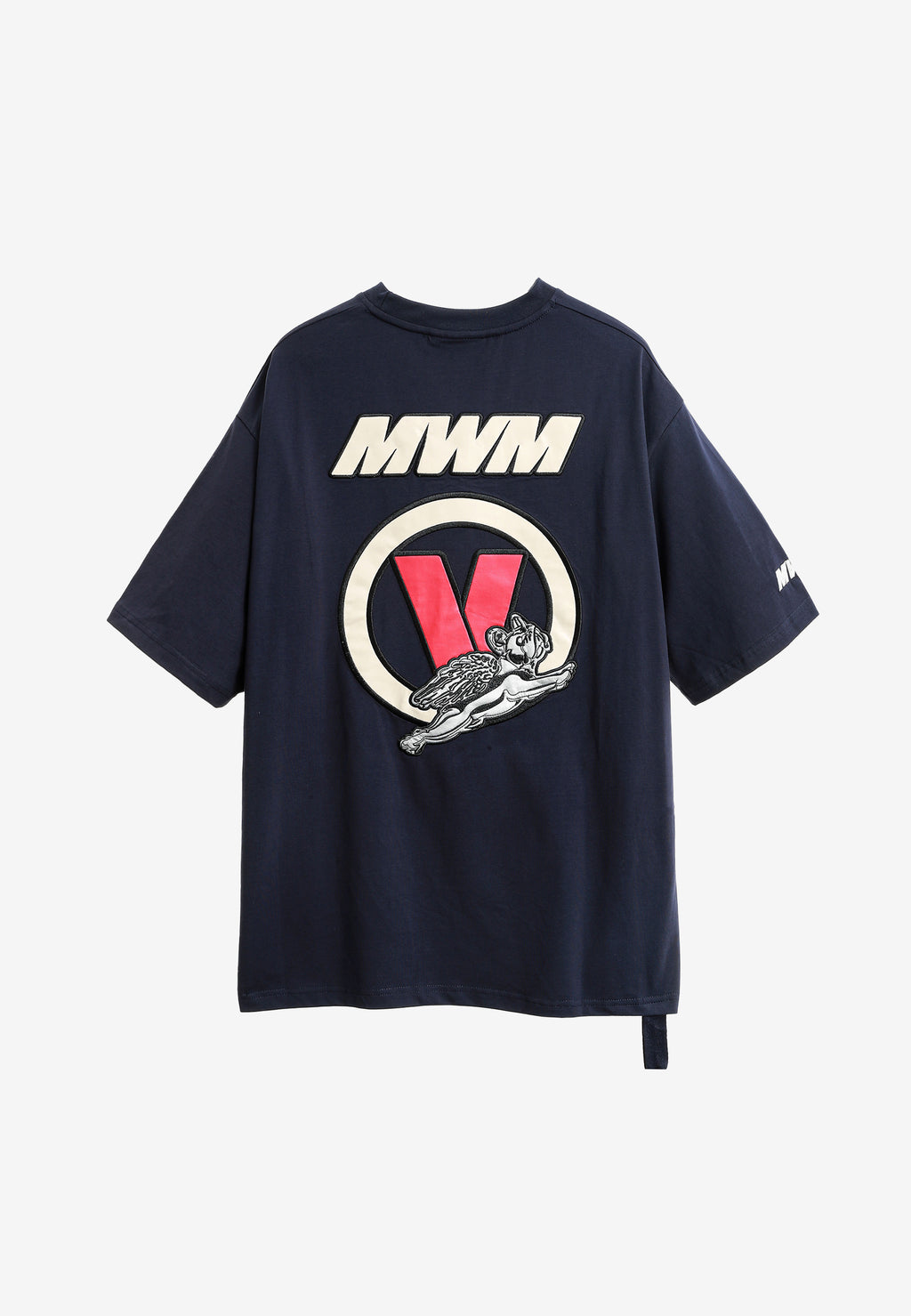 Camiseta Vanguard Dogs VDOG de corte regular con bulldog y aplicaciones efecto piel en la espalda | MWM [PS_COLORS:NAVY]