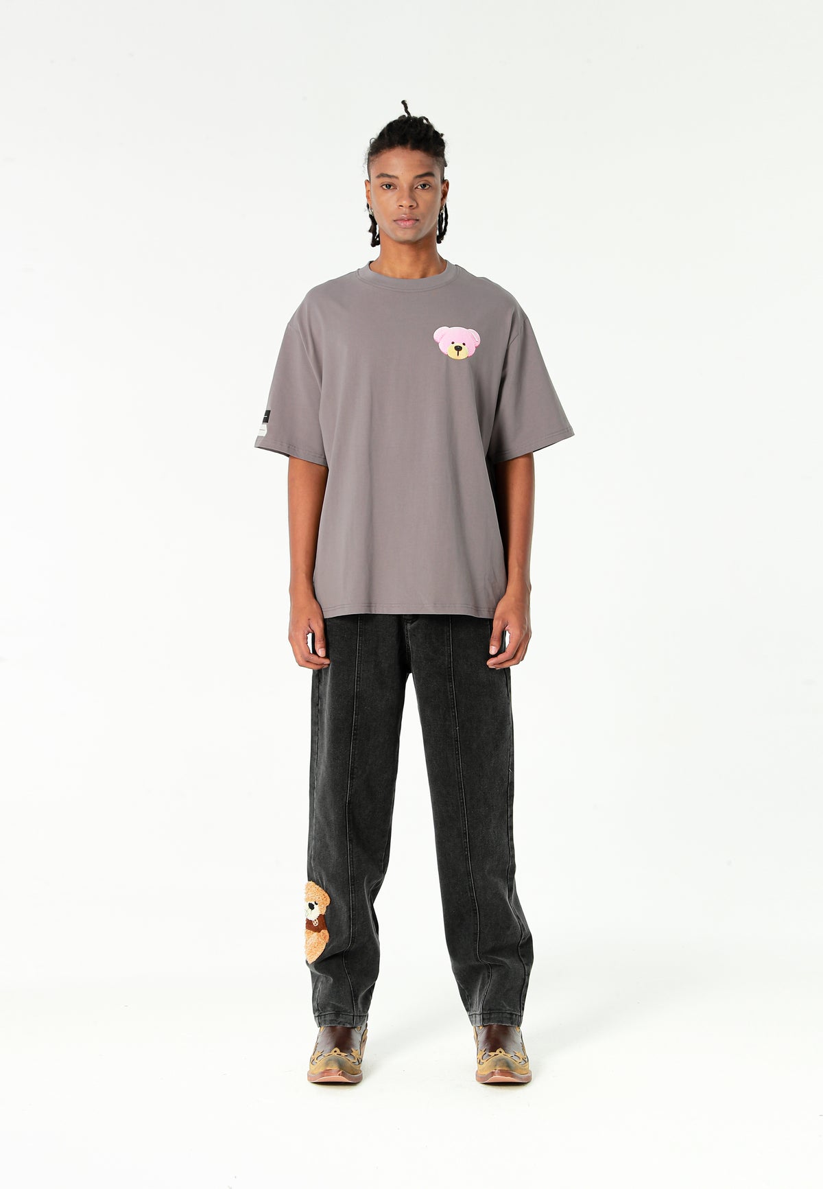 Camiseta TEDDY Mike Bag de corte regular con print en pecho y espalda | MWM [PS_COLORS:GREY]