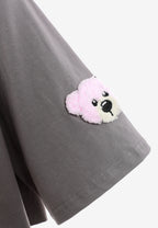 Camiseta de mujer TEDDY Mike Bag corta con gran parche frontal y detalles en mangas | MWM [PS_COLORS:GREY]