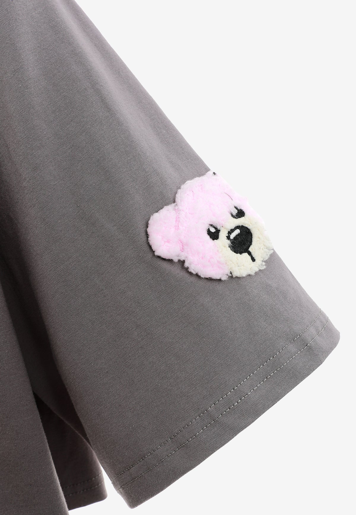 Camiseta de mujer TEDDY Mike Bag corta con gran parche frontal y detalles en mangas | MWM [PS_COLORS:GREY]