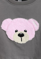 Camiseta de mujer TEDDY Mike Bag corta con gran parche frontal y detalles en mangas | MWM [PS_COLORS:GREY]