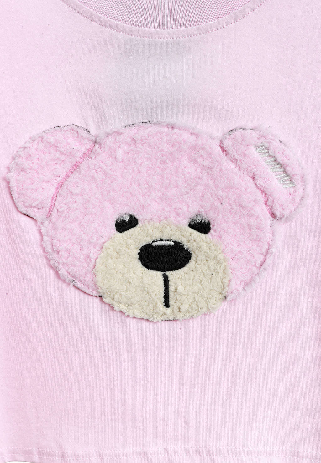 Camiseta de mujer TEDDY Mike Bag corta con gran parche frontal y detalles en mangas | MWM [PS_COLORS:PINK]