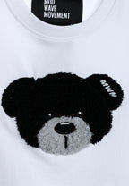 Camiseta de mujer TEDDY Mike Bag corta con gran parche frontal y detalles en mangas | MWM [PS_COLORS:WHITE]