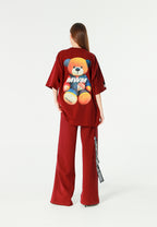 Camiseta TEDDY de corte regular con print patchwork 3D en la espalda | MWM [PS_COLORS:BURGUNDY]