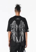 Camiseta Wings de corte relajado con alas de strass en la espalda | MWM [PS_COLORS:BLACK]