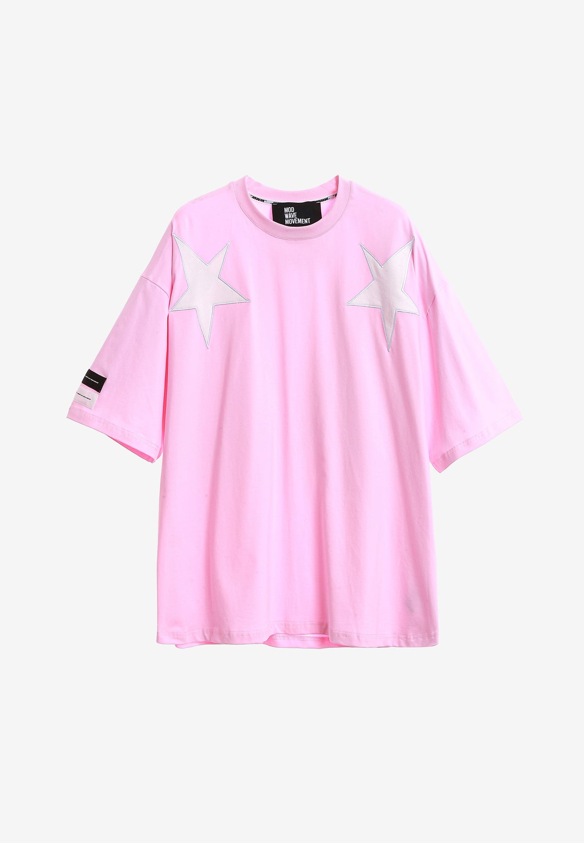 Camiseta Wings de corte relajado con estrellas frontales y doble parche de alas en la espalda | MWM [PS_COLORS:PINK]