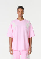 Camiseta Wings de corte relajado con estrellas frontales y doble parche de alas en la espalda | MWM [PS_COLORS:PINK]
