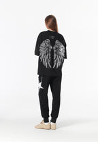 Camiseta Wings de corte relajado con alas de tachuelas en la espalda | MWM [PS_COLORS:BLACK]