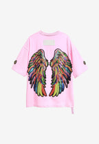 Camiseta Wings de corte relajado con alas de tachuelas en la espalda | MWM [PS_COLORS:PINK]