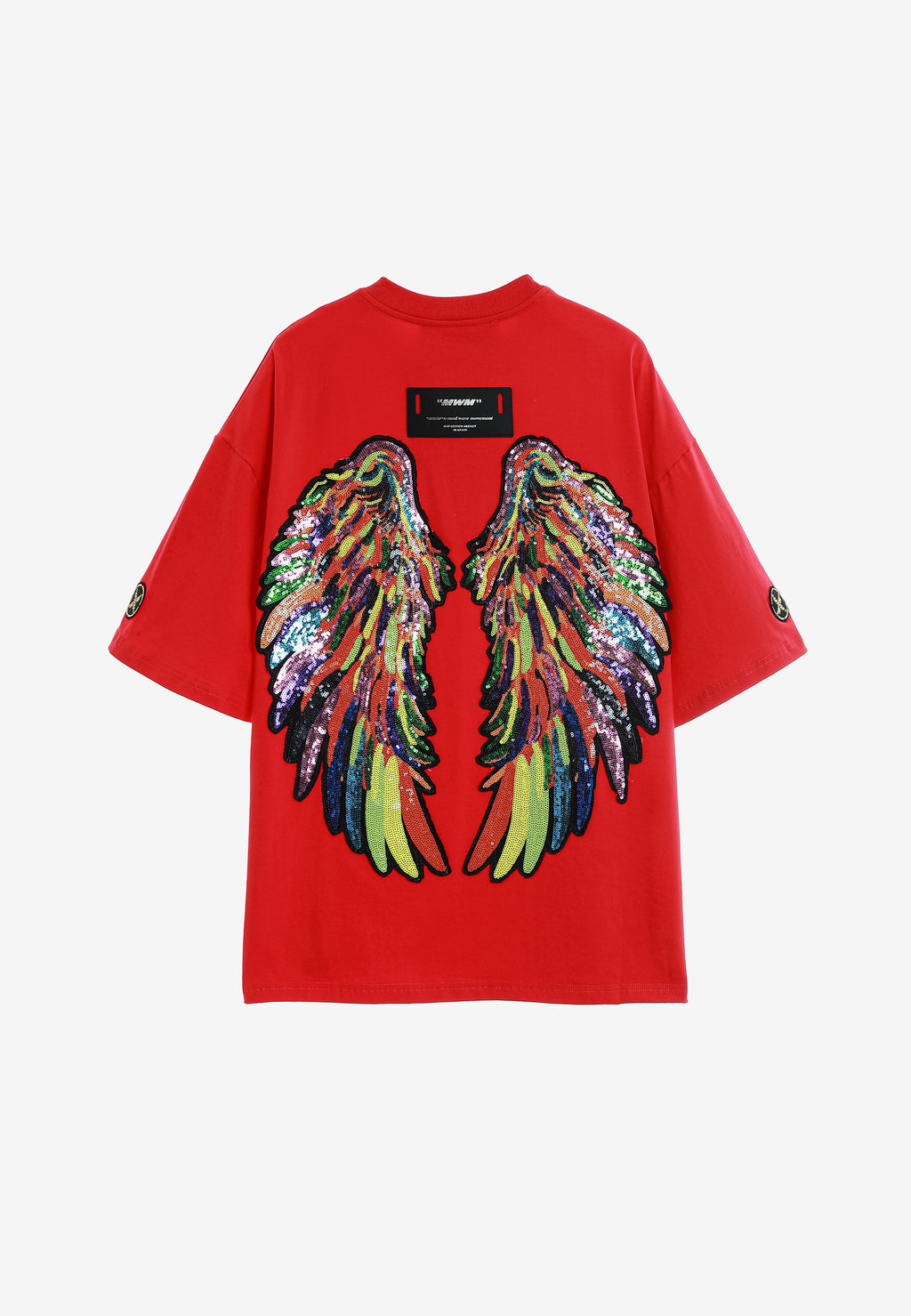 Camiseta Wings de corte relajado con alas de tachuelas en la espalda | MWM [PS_COLORS:RED]