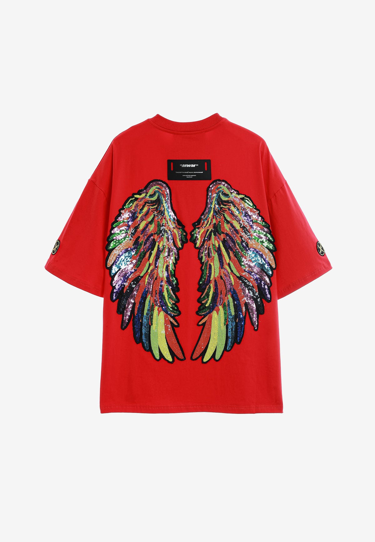 Camiseta Wings de corte relajado con alas de tachuelas en la espalda | MWM [PS_COLORS:RED]