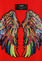 Camiseta Wings de corte relajado con alas de tachuelas en la espalda | MWM [PS_COLORS:RED]