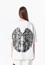 Camiseta Wings de corte relajado con alas de tachuelas en la espalda | MWM [PS_COLORS:WHITE]
