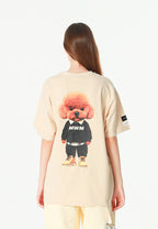 Camiseta TEDDY de corte regular con bordado frontal y print Streetwear Dog en la espalda | MWM [PS_COLORS:ECRU]
