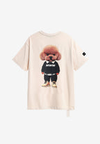 Camiseta TEDDY de corte regular con bordado frontal y print Streetwear Dog en la espalda | MWM [PS_COLORS:ECRU]