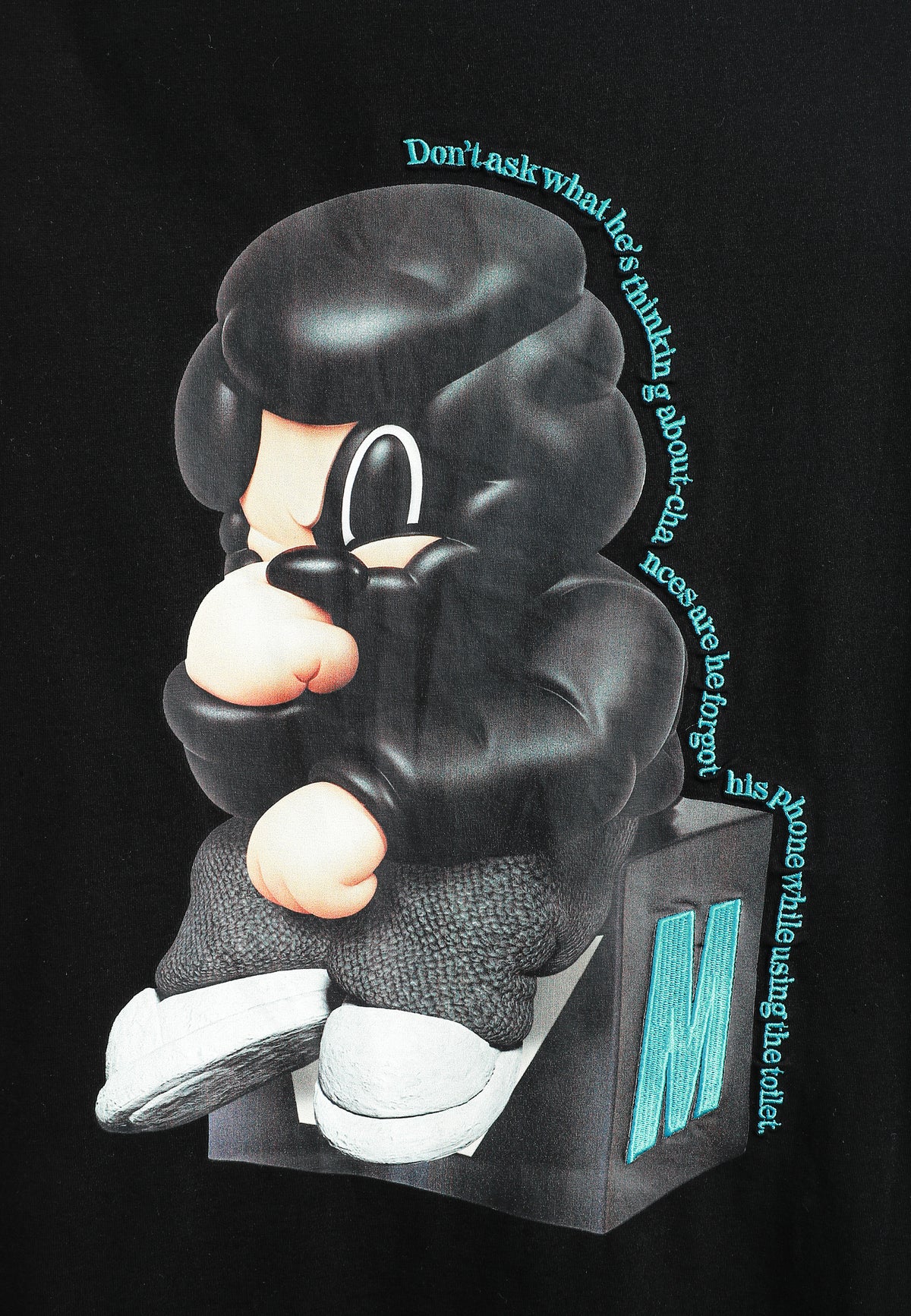 Camiseta Vanguard Dogs Thinker de corte relajado con print y frases bordadas | MWM [PS_COLORS:BLACK]
