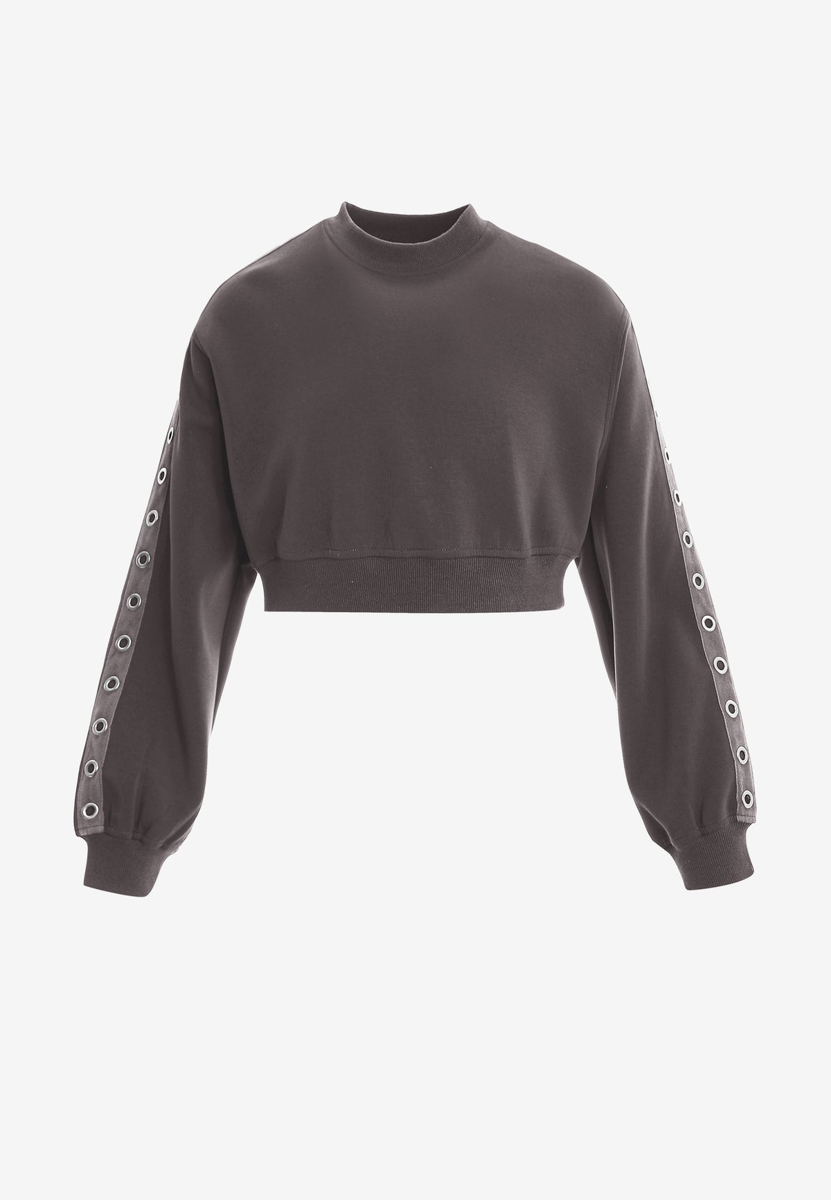 Sudadera corta con cordones en mangas y X de cordones cruzados | MWM [PS_COLORS:GREY]