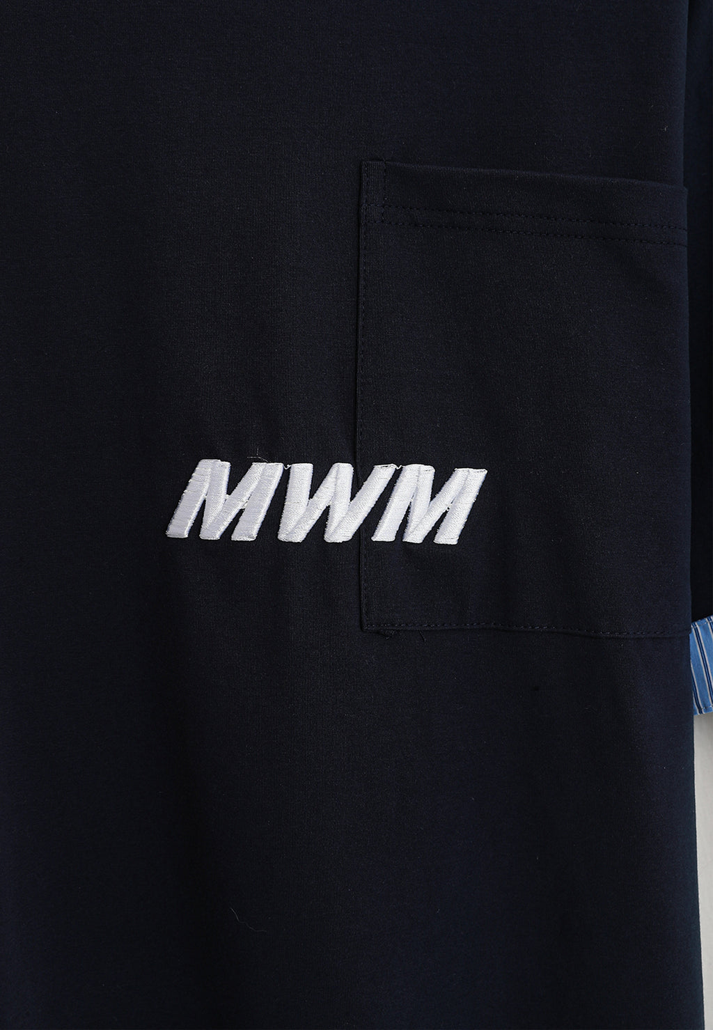 Camiseta de doble capa con manga larga de camisa y bolsillo frontal | MWM [PS_COLORS:NAVY]