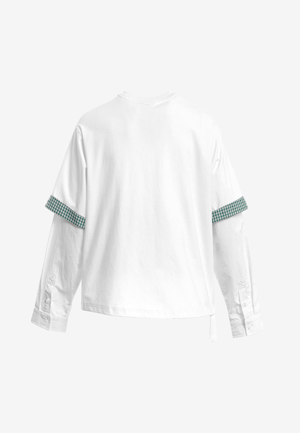 Camiseta de doble capa con manga larga de camisa y bolsillo frontal | MWM [PS_COLORS:WHITE]