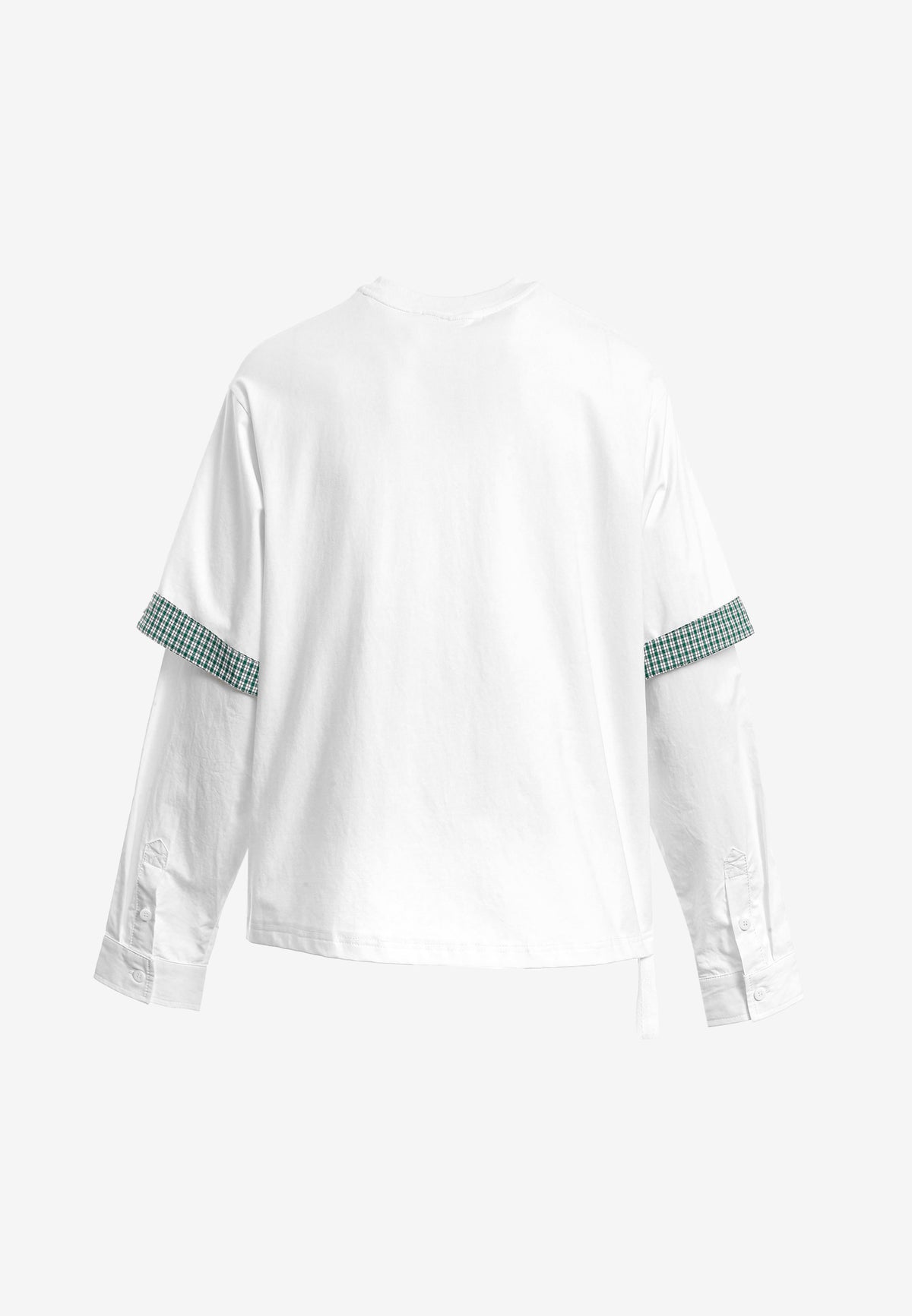Camiseta de doble capa con manga larga de camisa y bolsillo frontal | MWM [PS_COLORS:WHITE]