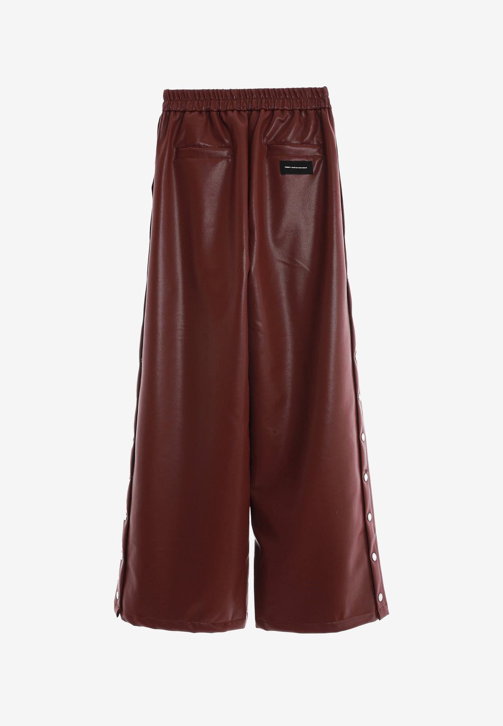 Pantalón de pierna ancha efecto piel con botones metálicos laterales | MWM [PS_COLORS:BURGUNDY]