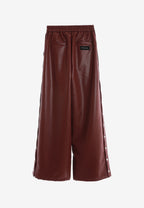 Pantalón de pierna ancha efecto piel con botones metálicos laterales | MWM [PS_COLORS:BURGUNDY]