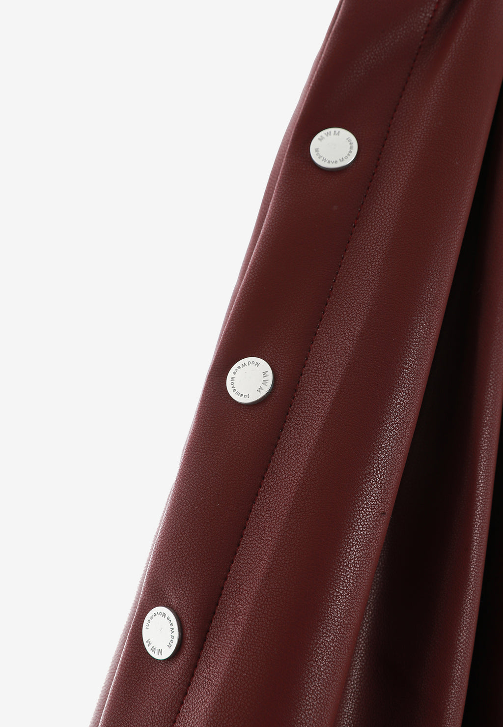 Pantalón de pierna ancha efecto piel con botones metálicos laterales | MWM [PS_COLORS:BURGUNDY]