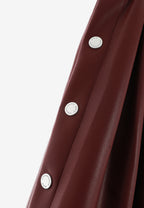 Pantalón de pierna ancha efecto piel con botones metálicos laterales | MWM [PS_COLORS:BURGUNDY]