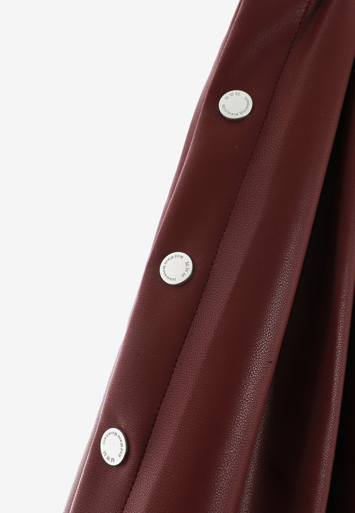 Pantalón de pierna ancha efecto piel con botones metálicos laterales | MWM [PS_COLORS:BURGUNDY]