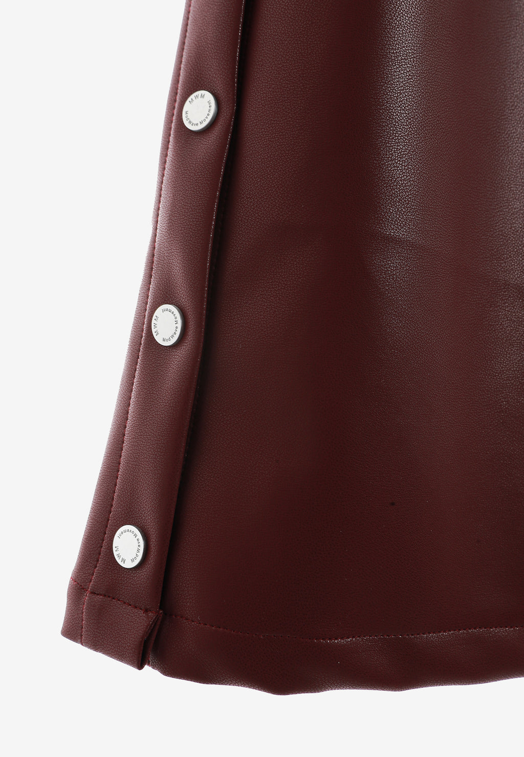 Pantalón de pierna ancha efecto piel con botones metálicos laterales | MWM [PS_COLORS:BURGUNDY]