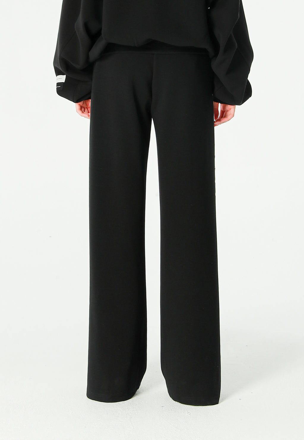 Pantalón palazzo de mujer de pierna ancha con efecto faja y tachuelas laterales | MWM [PS_COLORS:BLACK]