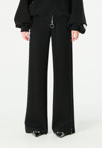 Pantalón palazzo de mujer de pierna ancha con efecto faja y tachuelas laterales | MWM [PS_COLORS:BLACK]
