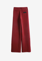 Pantalón palazzo de mujer de pierna ancha con efecto faja y tachuelas laterales | MWM [PS_COLORS:BURGUNDY]