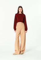 Pantalón palazzo de mujer de pierna ancha con efecto faja | MWM [PS_COLORS:BEIGE]