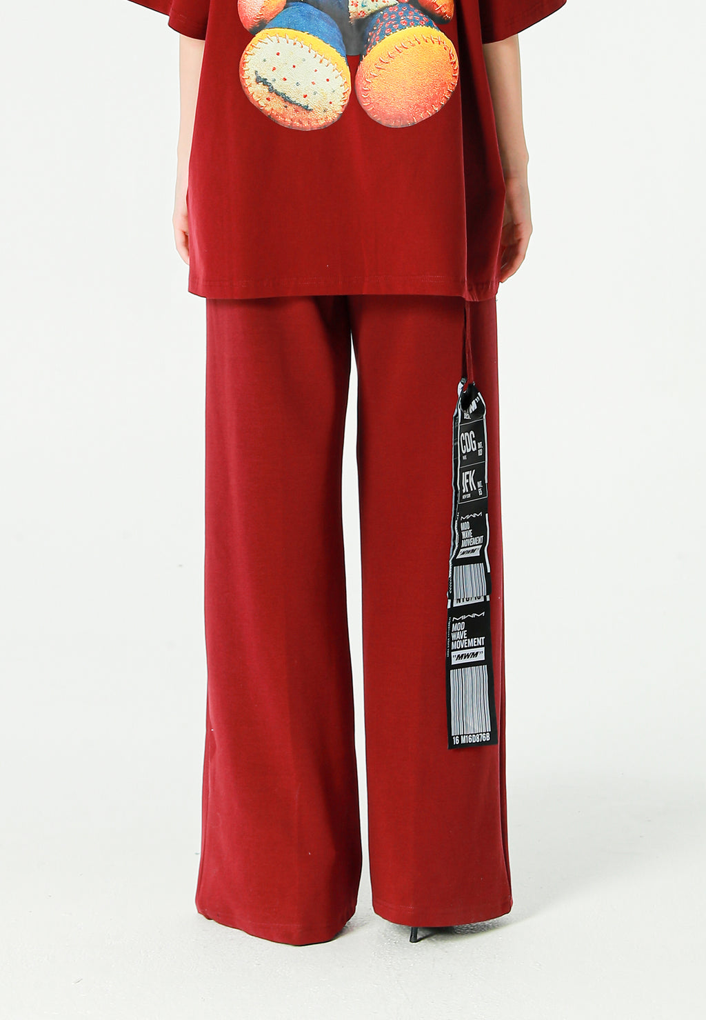 Pantalón palazzo de mujer de pierna ancha con efecto faja | MWM [PS_COLORS:BURGUNDY]