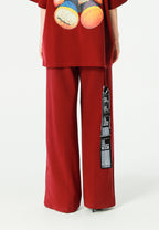 Pantalón palazzo de mujer de pierna ancha con efecto faja | MWM [PS_COLORS:BURGUNDY]