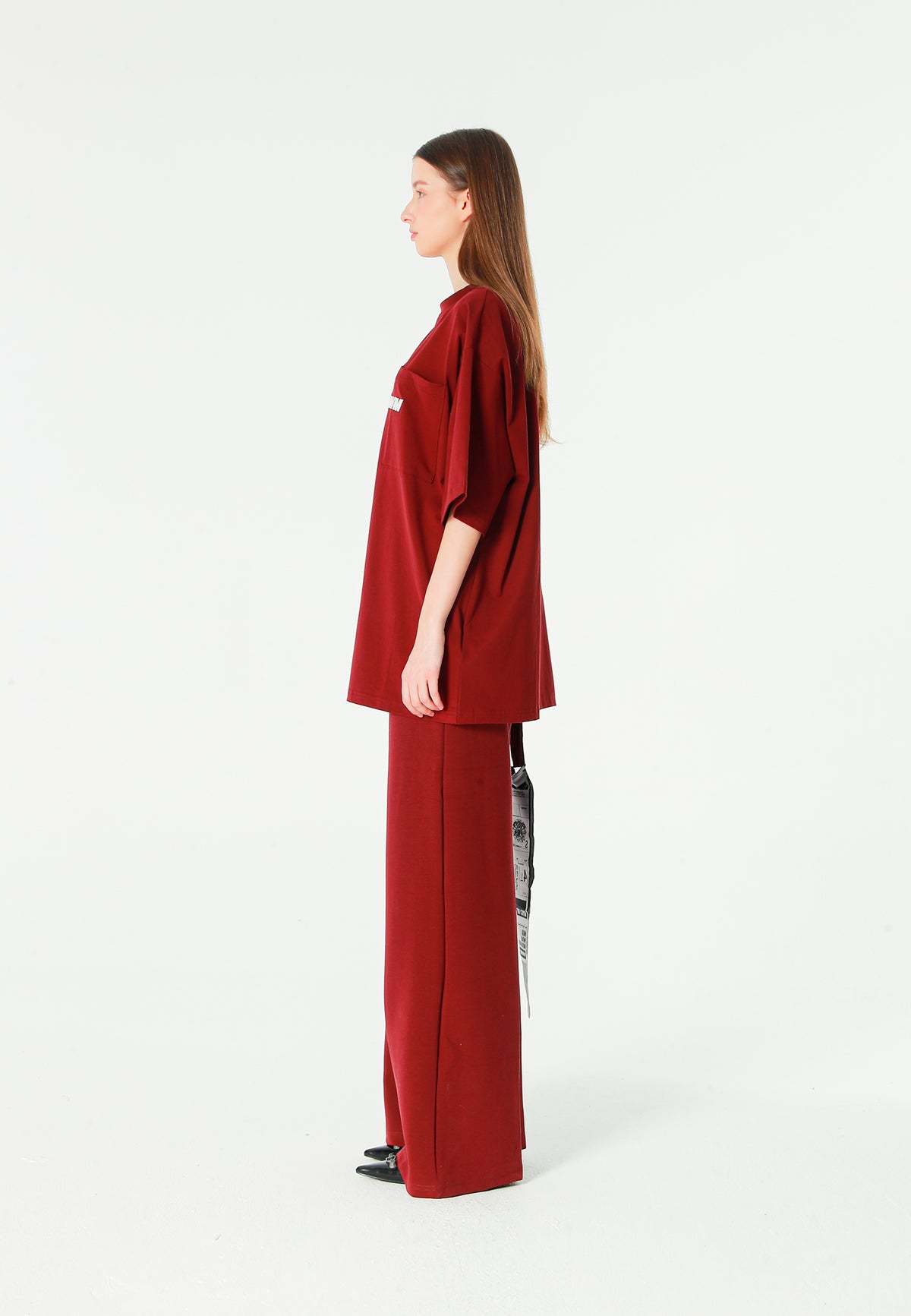 Pantalón palazzo de mujer de pierna ancha con efecto faja | MWM [PS_COLORS:BURGUNDY]